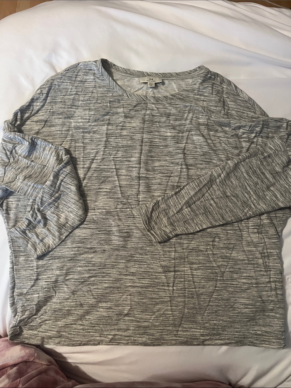 Halston Heritage Gray Heather Long Sleeve Crew